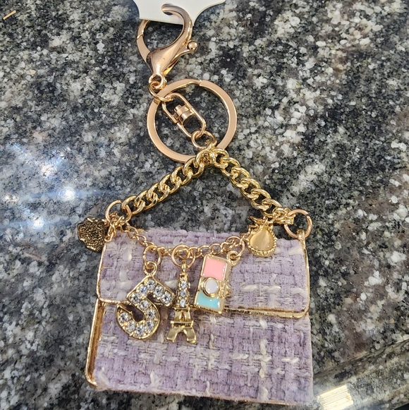 Fashion Jewelry Accessories - Gold and Purple Charm Keychain